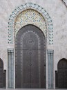 Hassan II Mosque Door * One of the massive platinum doors on the the mosque, surrounded by marble colums, tile and carved plasterwork. * 431 x 576 * (106KB)